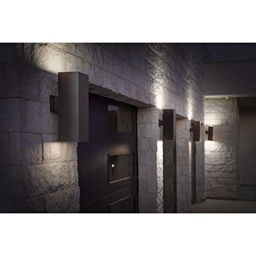 Outdoor 6 in.LED Square Cast Aluminum Modern Cylinder with Up and Down Light Wall Lantern Antique Bronze
