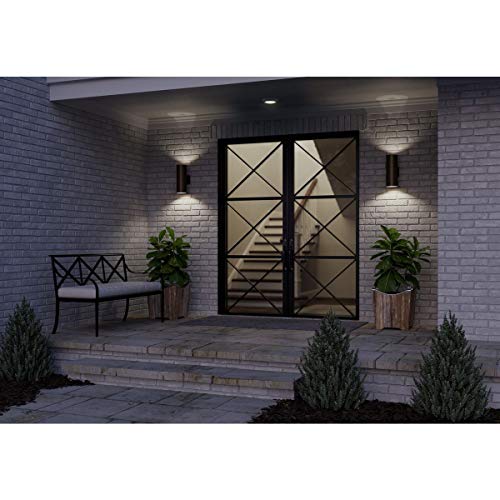 Progress Lighting Outdoor 5 in. Round Cast Aluminum Modern Cylinder with Up and Down Light Wall Lantern, Antique Bronze