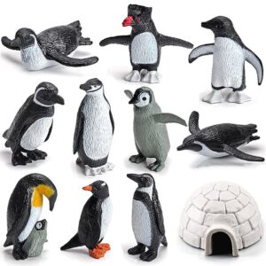 blapnk 11pcs realistic penguin figurines, miniature antarctic animal penguin figures easter eggs cake toppers christmas birthday gift for kids toddlers