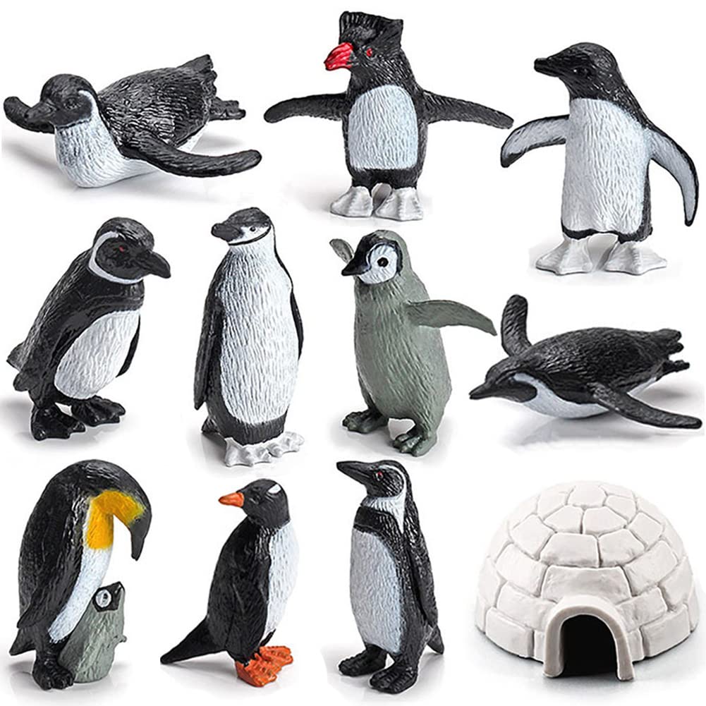 BLAPNK 11PCS Realistic Penguin Figurines, Miniature Antarctic Animal Penguin Figures Easter Eggs Cake Toppers Christmas Birthday Gift for Kids Toddlers