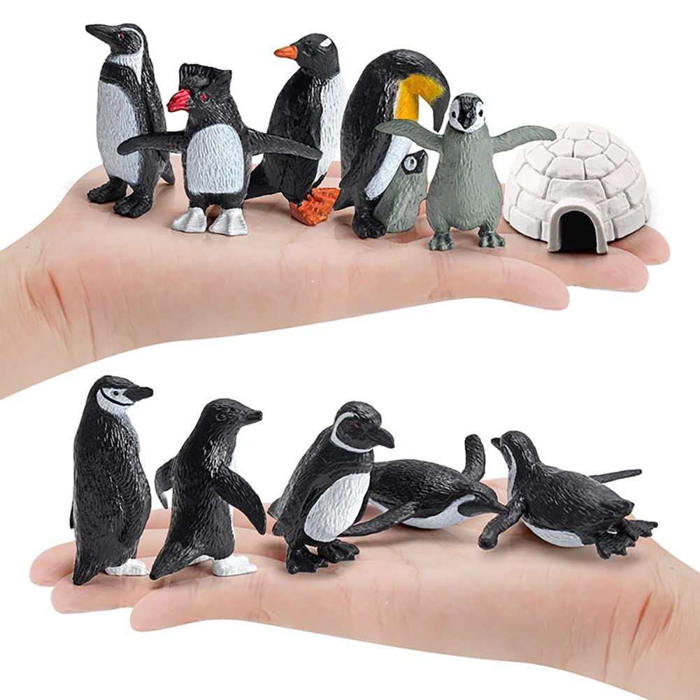 BLAPNK 11PCS Realistic Penguin Figurines, Miniature Antarctic Animal Penguin Figures Easter Eggs Cake Toppers Christmas Birthday Gift for Kids Toddlers