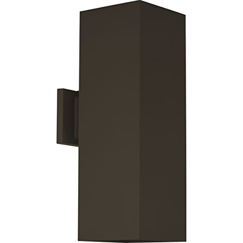 Outdoor 6 in. Square Cast Aluminum Modern Cylinder with Up and Down Light Wall Lantern Antique Bronze