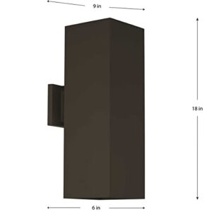 Outdoor 6 in. Square Cast Aluminum Modern Cylinder with Up and Down Light Wall Lantern Antique Bronze