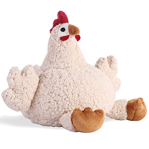 Sanlykate Fabric Decorative Door Stopper, 2.2LB Cute Interior Animal Doorstops, Anti Collision Heavy Duty Door Stoppers for Home, Book Stopper Weighted Floor Wall Protector, Chicken White