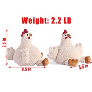 Sanlykate Fabric Decorative Door Stopper, 2.2LB Cute Interior Animal Doorstops, Anti Collision Heavy Duty Door Stoppers for Home, Book Stopper Weighted Floor Wall Protector, Chicken White