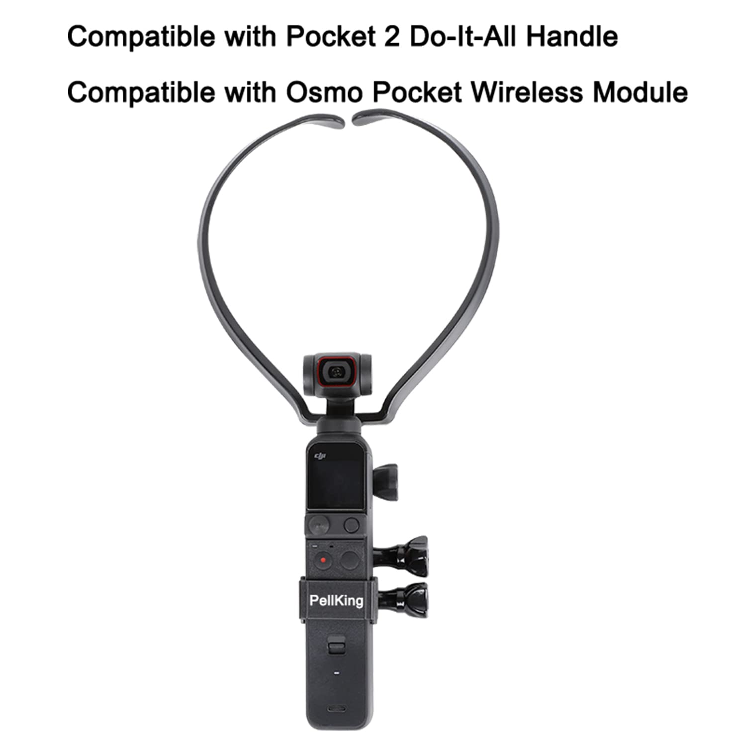 PellKing Neck Mount Holder Compatible with DJI Pocket 2 and DJI Osmo Pocket 1, with Frame Extension Arm POV Chest Holder Acceeories for First-View Shooting