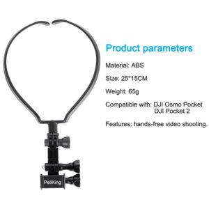 PellKing Neck Mount Holder Compatible with DJI Pocket 2 and DJI Osmo Pocket 1, with Frame Extension Arm POV Chest Holder Acceeories for First-View Shooting