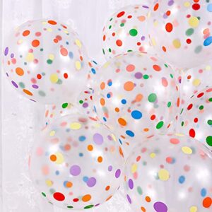 50 pieces polka dot balloons, colorful balloons, 12 inch rainbow balloons, clear latex balloons with multicolor dots for kids women men birthday decoration, party supplies, engagement wedding party