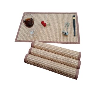 BBLFH Bamboo Table mat Wood Placemats for Dining Table, Placemats Set of 4,Stain-Resistant,Heat-Resistant Place Mats,Durable and Sturdy Dining Place Mats for Kitchen Table (12x18inch)