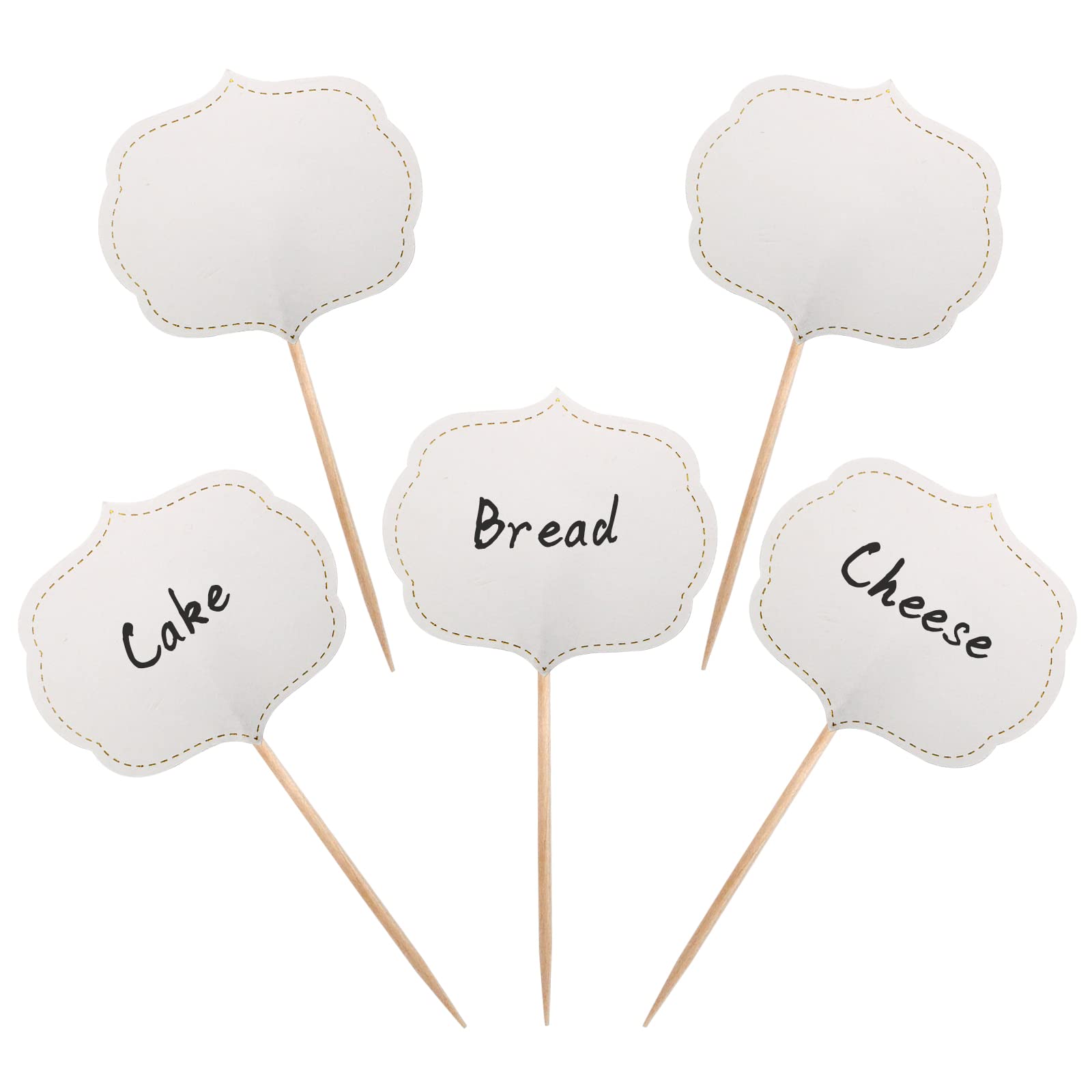 BLUE TOP 50 Pieces Cupcake Picks Blank Toothpick Flags Cake Toppers Cheese Markers Buffet Labels for Charcuterie Board Food Tags Toothpick Signs,Wedding,Birthday Party and Dinner Decorations Supplies.