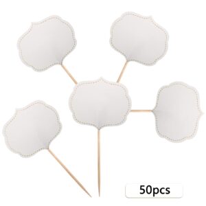 BLUE TOP 50 Pieces Cupcake Picks Blank Toothpick Flags Cake Toppers Cheese Markers Buffet Labels for Charcuterie Board Food Tags Toothpick Signs,Wedding,Birthday Party and Dinner Decorations Supplies.