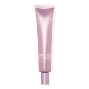 doll 10 smooth assist smooth solution pore refining primer - mattifying moisturizing brightening facial serum that extends makeup, blurs pores & texture