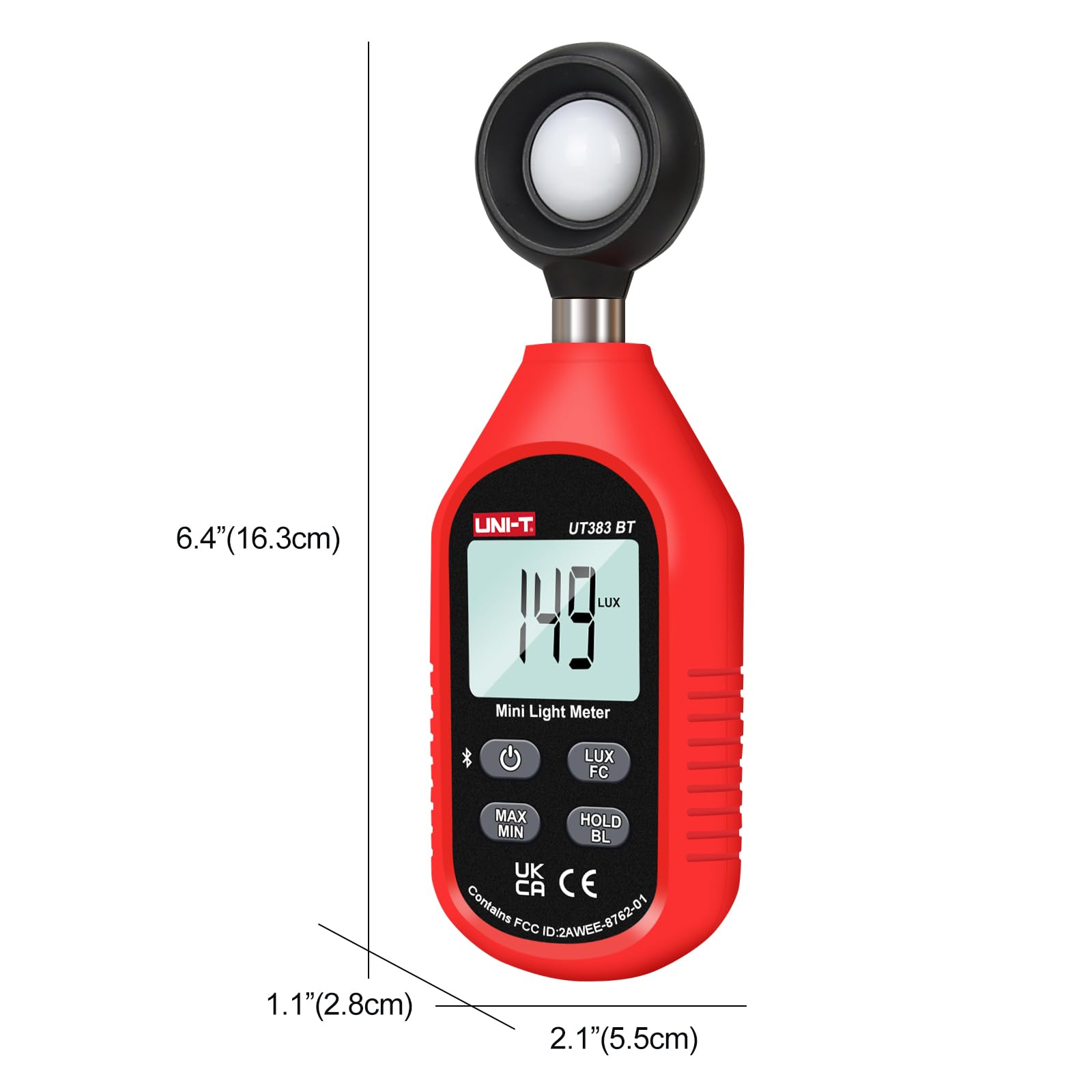 UNI-T Light Meter UT383BT Lux Meter Lumens Digital Illuminance Meter 0~199900 Lux (0~18500 FC) Foot Candles Luxmeter for Film Photography Plants Photometer Lighting Intensity Brightness Measurement