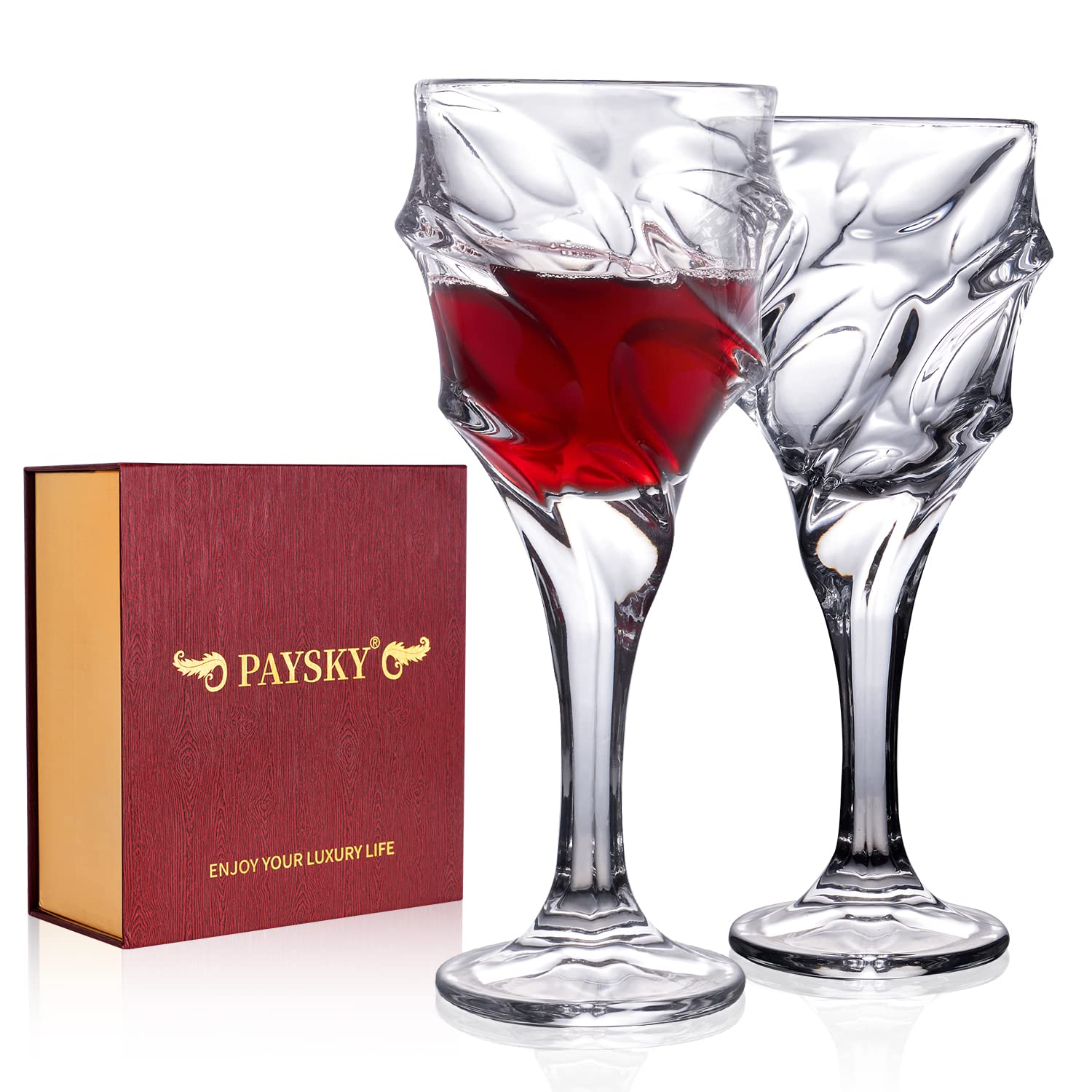 Paysky 11oz Crystal Wine Gglasses Set with Luxury Gift Box Red Wine Set of 2 -Wedding Gift for Men or Women(Space wine glasses)