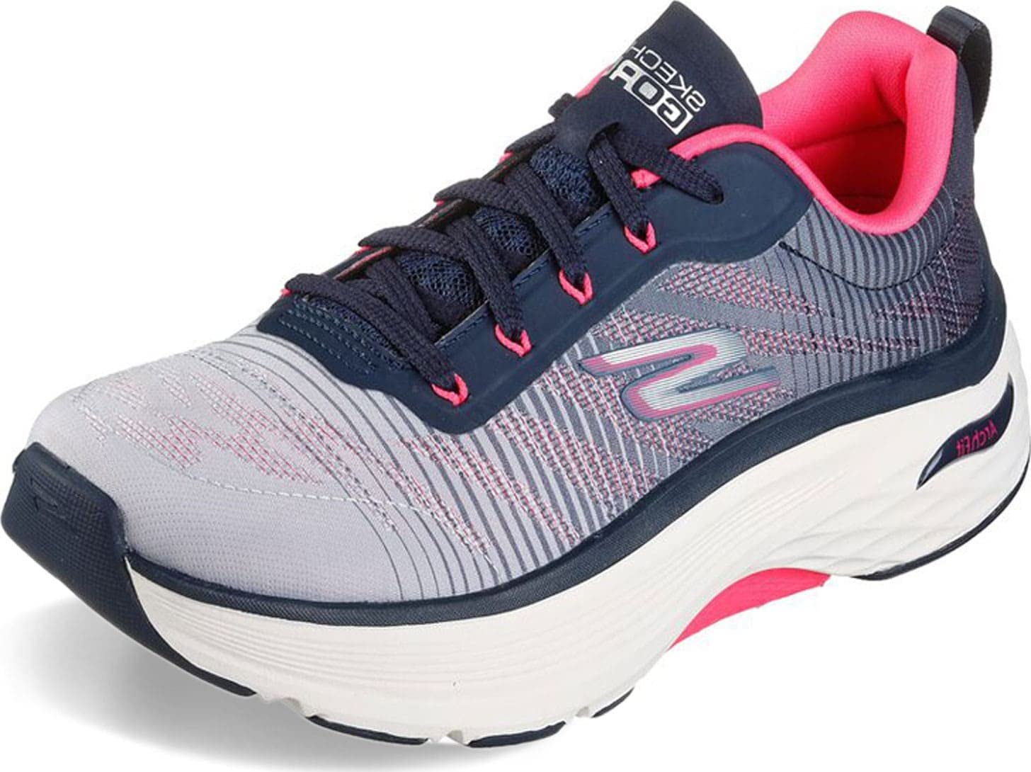 Skechers Women's Max Cushioning Arch Fit Delphi Sneaker, Navy/Pink, 8