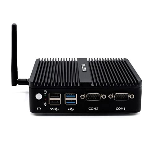 HISTTON Fanless Mini PC,Industrial PC Celeron J4125,DDR4 8GB RAM 128GB SSD,Micro PC,Dual LAN,WiFi,BT4.0,Industrial Mini PC with 2 RS232 COM,HDMI/VGA Port,2xUSB3.0,Mini Desktop Computer Windows 10 Pro