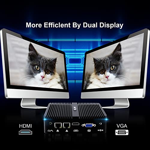 HISTTON Fanless Mini PC,Industrial PC Celeron J4125,DDR4 8GB RAM 128GB SSD,Micro PC,Dual LAN,WiFi,BT4.0,Industrial Mini PC with 2 RS232 COM,HDMI/VGA Port,2xUSB3.0,Mini Desktop Computer Windows 10 Pro