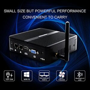 HISTTON Fanless Mini PC,Industrial PC Celeron J4125,DDR4 8GB RAM 128GB SSD,Micro PC,Dual LAN,WiFi,BT4.0,Industrial Mini PC with 2 RS232 COM,HDMI/VGA Port,2xUSB3.0,Mini Desktop Computer Windows 10 Pro