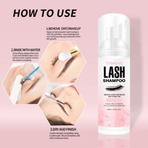 Smarxin Lash Shampoo for Eyelash Extension Removal, 50ml - Gentle, Natural Formula, Nourishing, Foaming Cleansing, Paraben & Sulfate Free