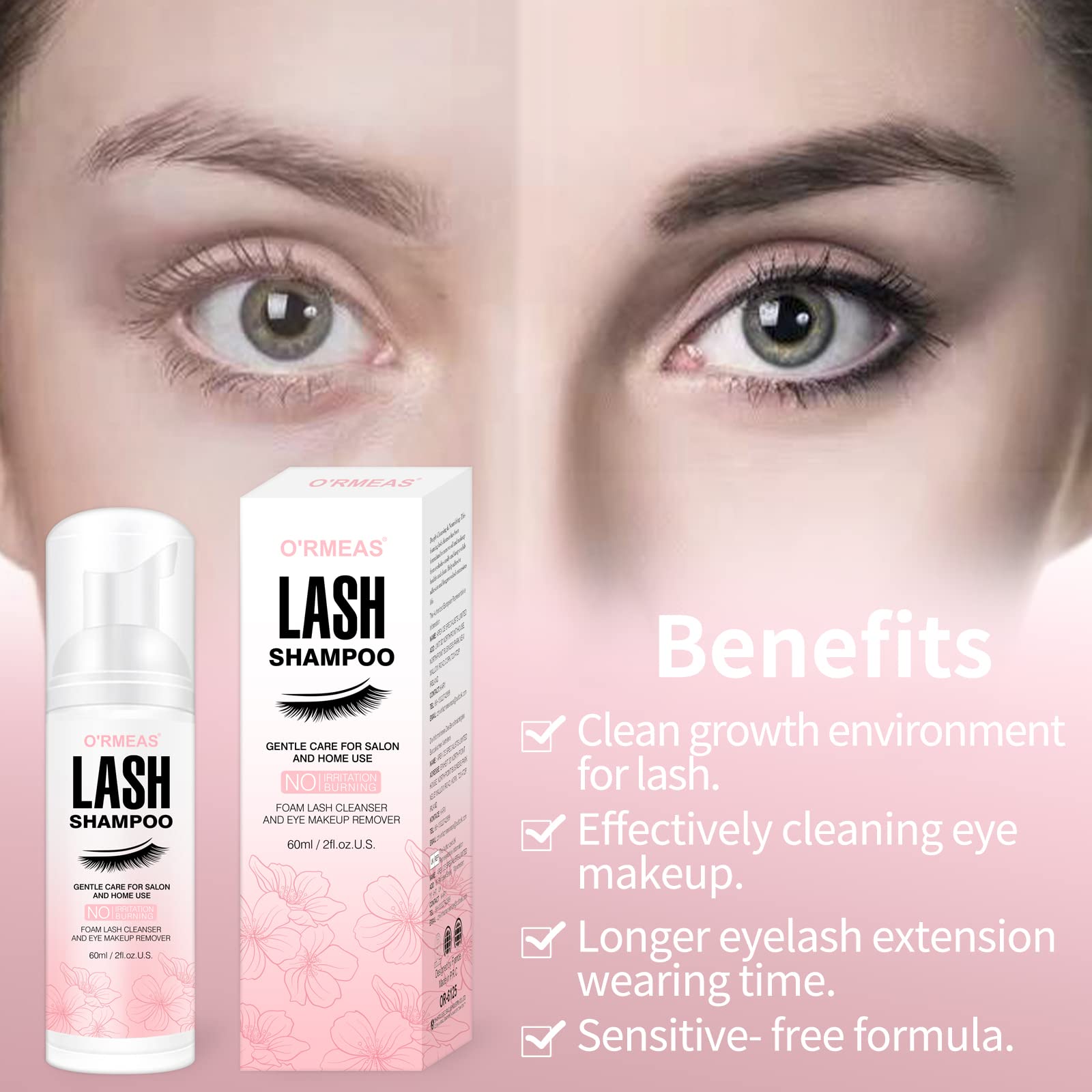 Smarxin Lash Shampoo for Eyelash Extension Removal, 50ml - Gentle, Natural Formula, Nourishing, Foaming Cleansing, Paraben & Sulfate Free