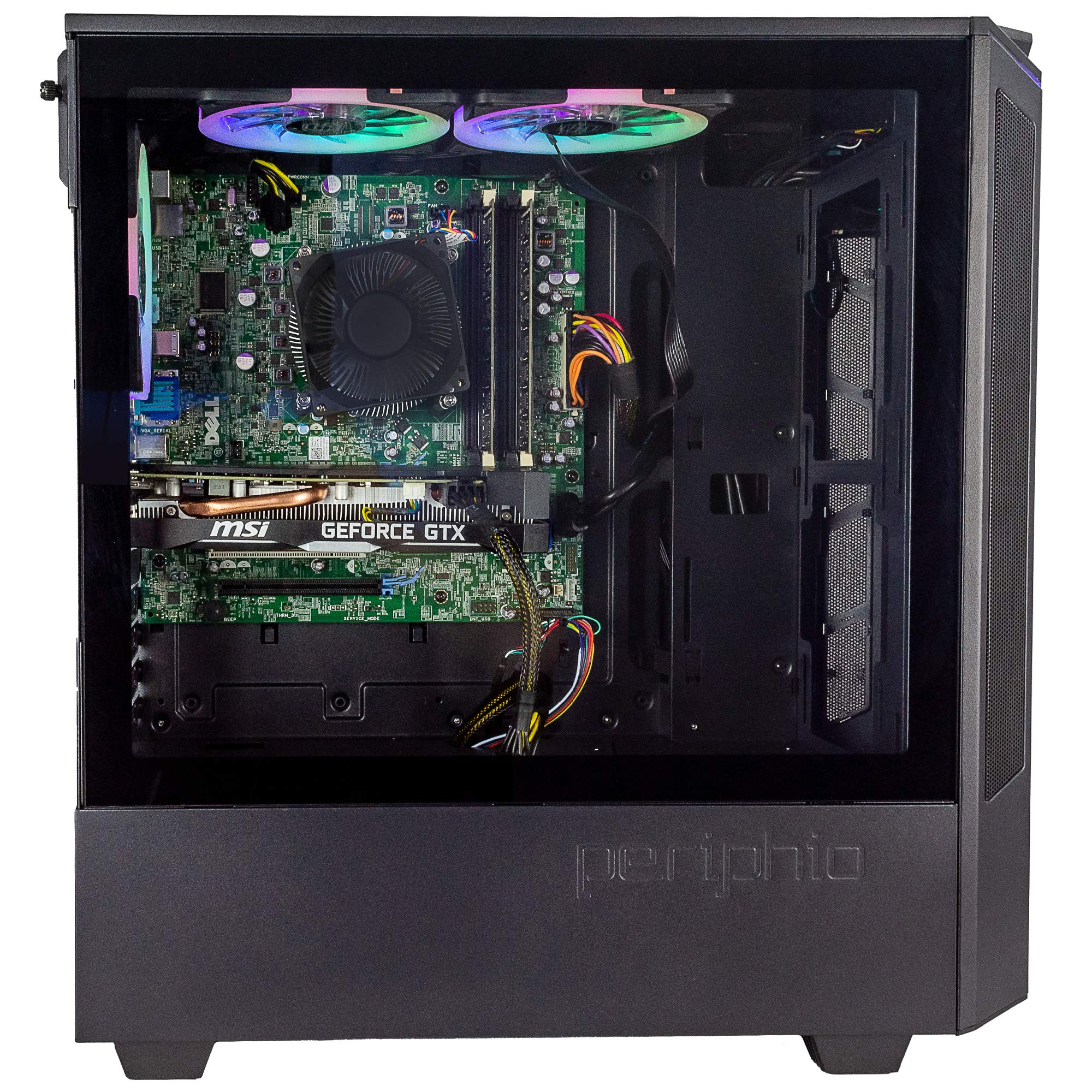 Periphio Phantom RGB Gaming Computer, Intel Quad-Core i7 3.3GHz, GeForce GTX 1650 GPU (4GB), 16GB RAM, 500GB SSD + 1TB HDD, Windows 10 Gaming PC, WiFi (Renewed)