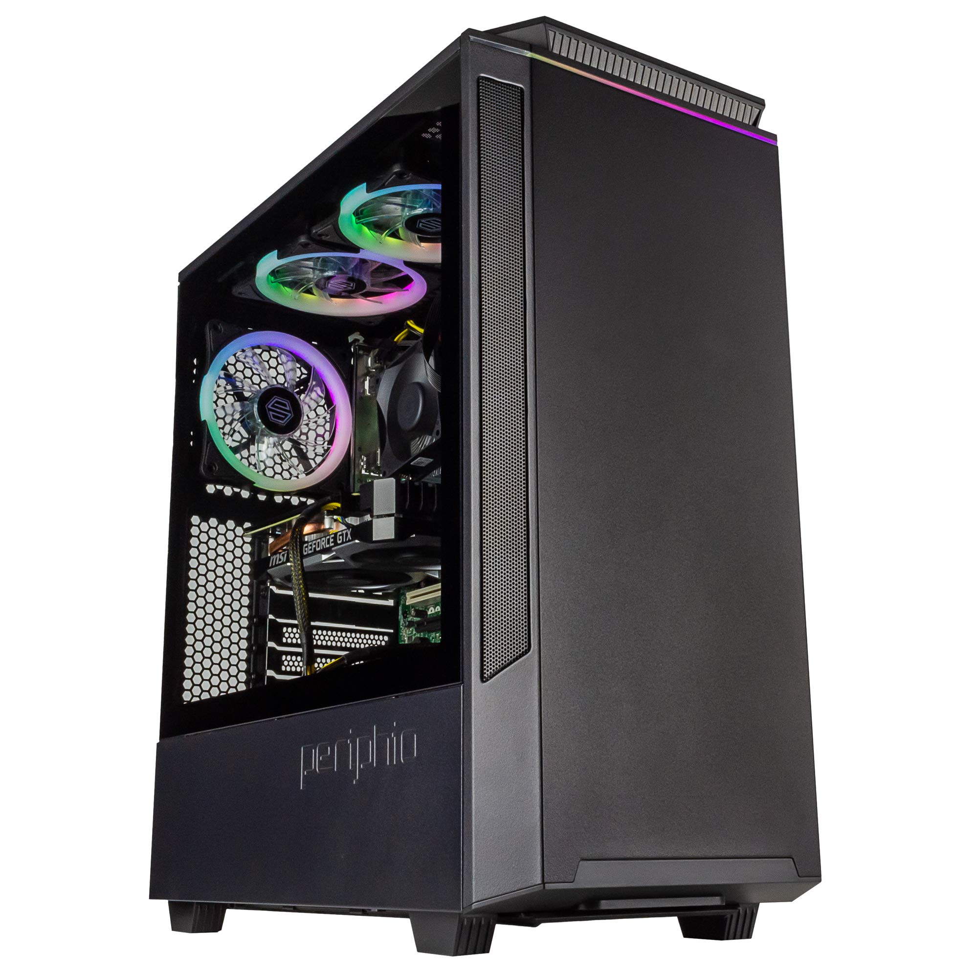 Periphio Phantom RGB Gaming Computer, Intel Quad-Core i7 3.3GHz, GeForce GTX 1650 GPU (4GB), 16GB RAM, 500GB SSD + 1TB HDD, Windows 10 Gaming PC, WiFi (Renewed)