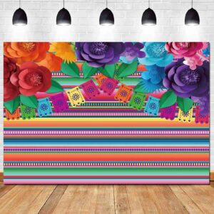 Fabric Mexican Fiesta Color Stripes Paper Flower Photo Background Cinco De Mayo Party Wedding Decor Photography Backdrops Baby Shower Studio Shoot Props