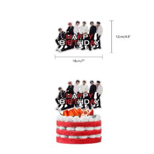 STRAY-KIDS Birthday Party Supplies,STRAY-KIDS Birthday Decorations Gift Set - STRAY-KIDS Banner,18PCS Balloons,Cake Toppers,21PCS Cupcake Toppers Perfect for Boys and Girls(Red)