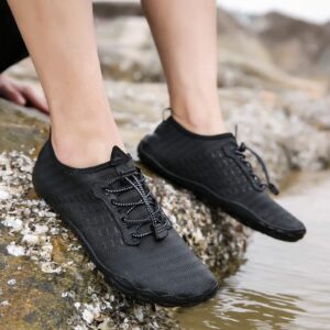 Whatseaso Water Shoes for Women Quick Dry Aqua Barefoot Shoes for Beach Swimming Boating Surfing Diving 8 Women/6.5 Men, Black