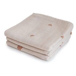 mushie muslin baby cloths | 100% organic cotton | 23.5" x 23.5" (rainbows) 3-pack