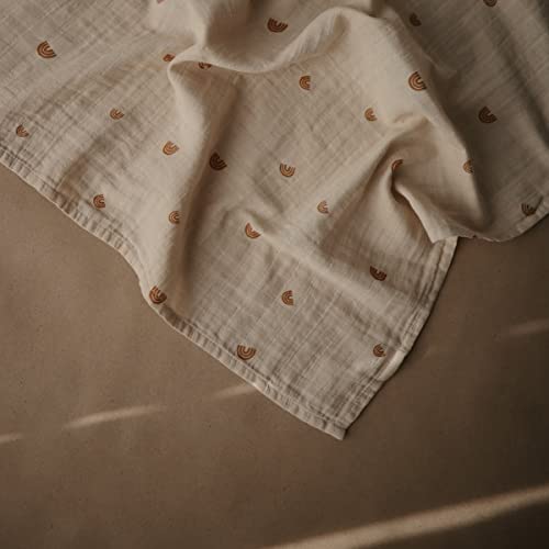 mushie Muslin Baby Cloths | 100% Organic Cotton | 23.5" x 23.5" (Rainbows) 3-Pack