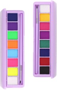 mysense 16 colors water activated eyeliner palette,neon face paint,fluorescent bright rainbow colorful body paint makeup,matte and uv blacklight graphic eyeliner,with eyeliner brush