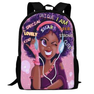 waykales afro black girls backpack laptop backpack cute bookbag for teen women school students office 17 inch