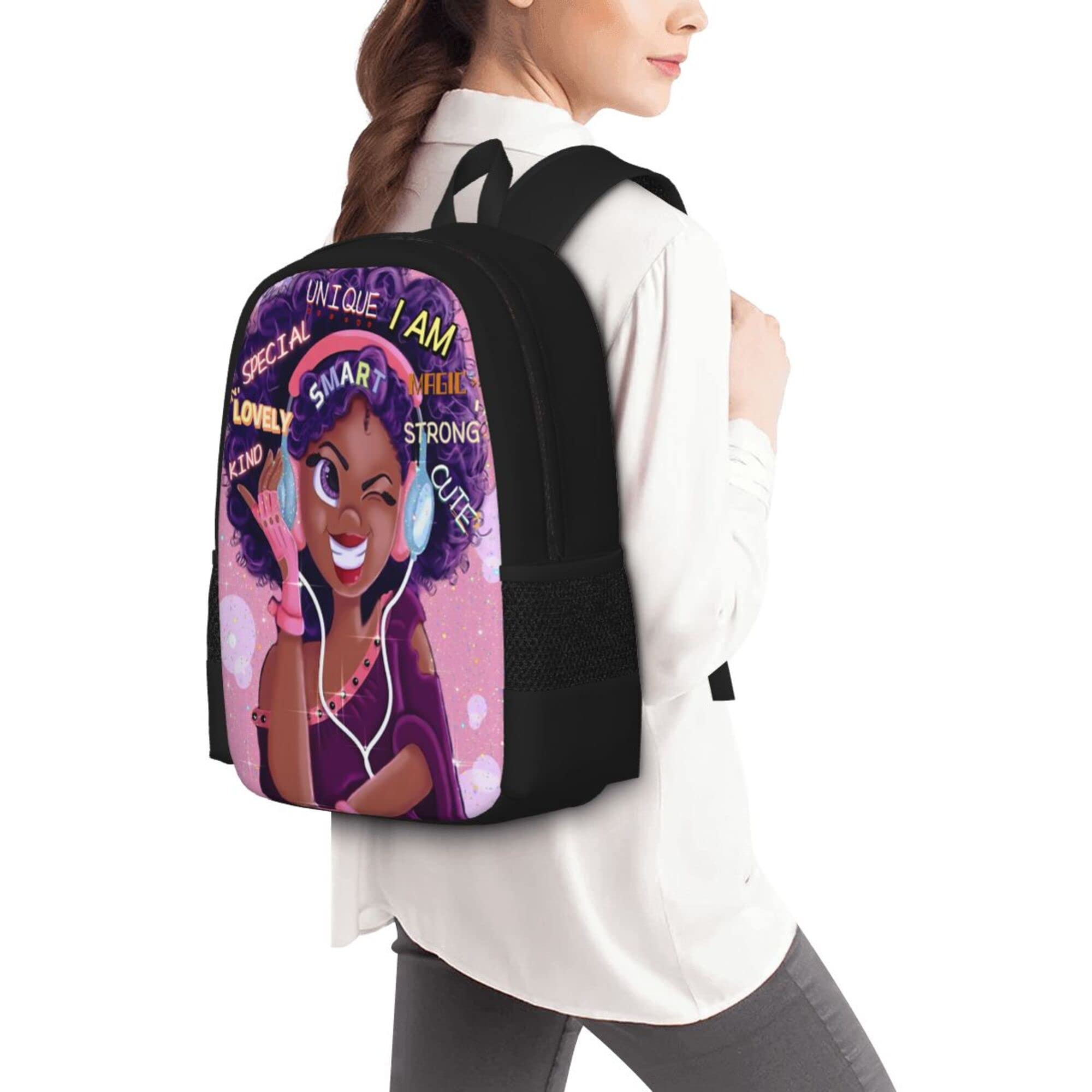 Waykales Afro Black Girls Backpack Laptop Backpack Cute Bookbag for Teen Women School Students Office 17 Inch