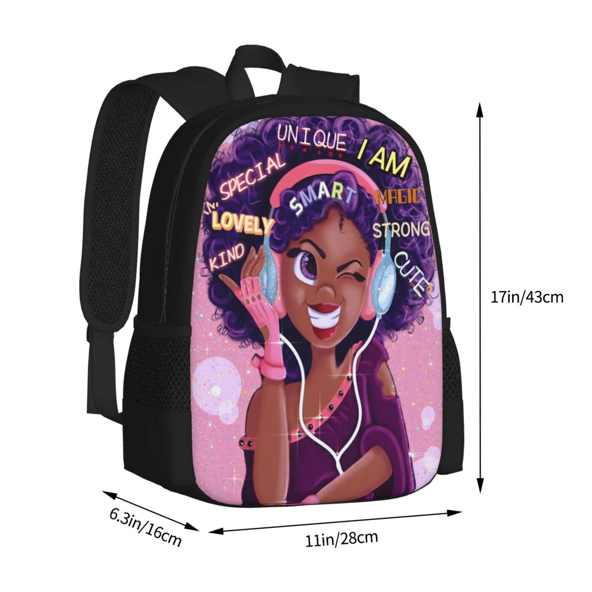 Waykales Afro Black Girls Backpack Laptop Backpack Cute Bookbag for Teen Women School Students Office 17 Inch