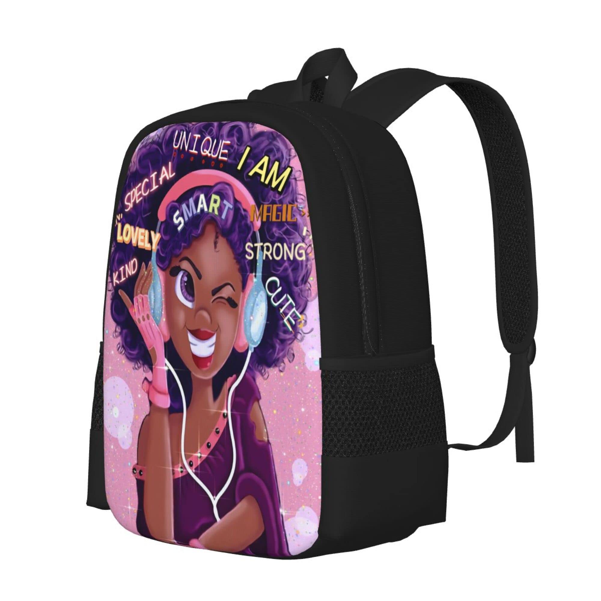 Waykales Afro Black Girls Backpack Laptop Backpack Cute Bookbag for Teen Women School Students Office 17 Inch