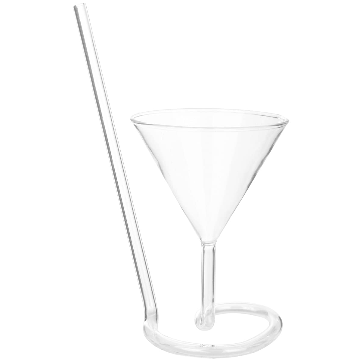 DOITOOL Spiral Cocktail Glass, Creative Vampire Filter Red Wine Glass, Long Tail Cocktail Straw Wine Glass Rotating Martini Glass, Transparent Red Wine Glass Wine Cup (Transparent) (1Pc)