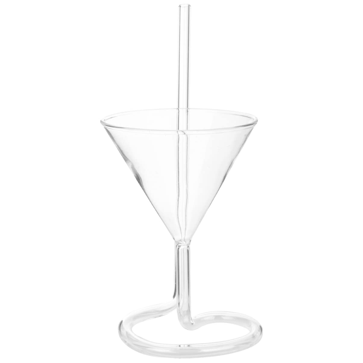 DOITOOL Spiral Cocktail Glass, Creative Vampire Filter Red Wine Glass, Long Tail Cocktail Straw Wine Glass Rotating Martini Glass, Transparent Red Wine Glass Wine Cup (Transparent) (1Pc)