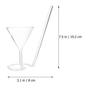 DOITOOL Spiral Cocktail Glass, Creative Vampire Filter Red Wine Glass, Long Tail Cocktail Straw Wine Glass Rotating Martini Glass, Transparent Red Wine Glass Wine Cup (Transparent) (1Pc)