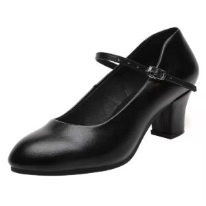 women's black non-slip latin salsa dance heels ballroom character shoes prom dress pumps (9 / black)