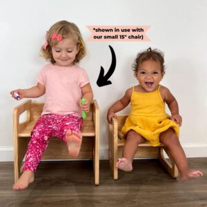 Montessori Weaning Table and Chair (12 inch) - Solid Wooden Toddler Chair/Table - Cube Chair for Toddlers - Hardwood - Kids Montessori Furniture