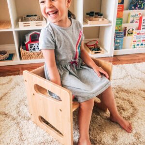 Montessori Weaning Table and Chair (12 inch) - Solid Wooden Toddler Chair/Table - Cube Chair for Toddlers - Hardwood - Kids Montessori Furniture