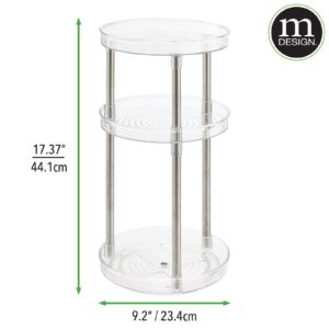 mDesign Spinning 3-Tier Lazy Susan 360 Rotating Makeup Organizer Storage Tower - Beauty Cosmetic Organization Caddy for Bathroom Vanity, Countertop, Makeup Table - Ligne Collection - Clear/Matte Black