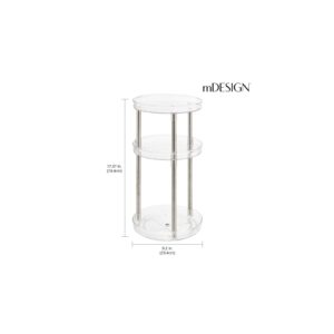 mDesign Spinning 3-Tier Lazy Susan 360 Rotating Makeup Organizer Storage Tower - Beauty Cosmetic Organization Caddy for Bathroom Vanity, Countertop, Makeup Table - Ligne Collection - Clear/Matte Black