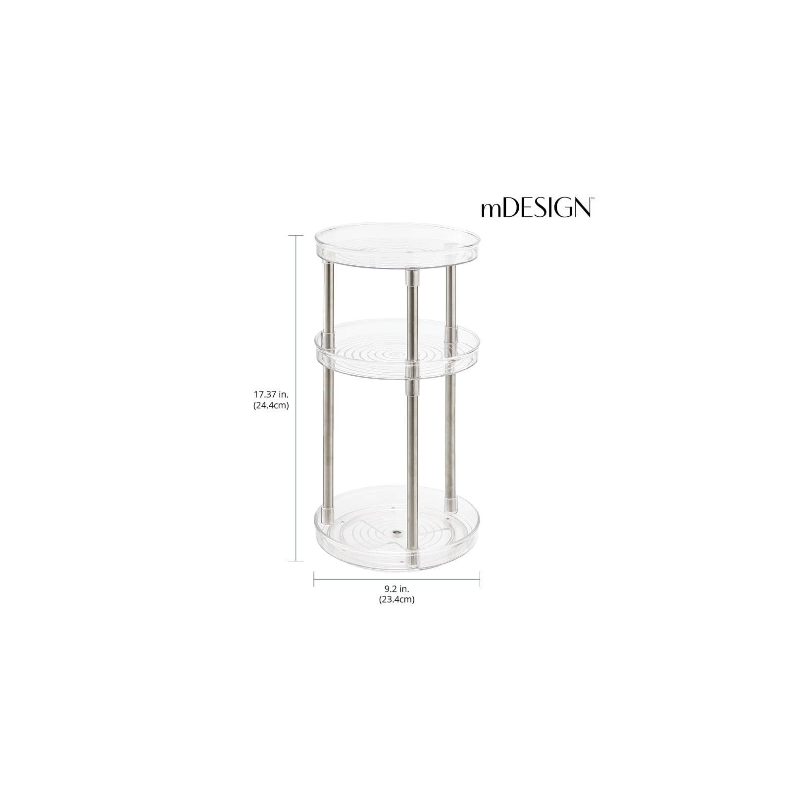 mDesign Spinning 3-Tier Lazy Susan 360 Rotating Makeup Organizer Storage Tower - Beauty Cosmetic Organization Caddy for Bathroom Vanity, Countertop, Makeup Table - Ligne Collection - Clear/Matte Black