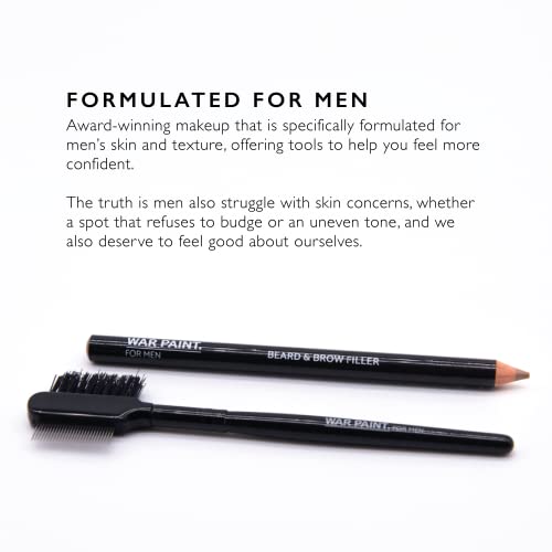 War Paint For Men Lightweight Beard & Brow Filler Pencil for Fuller Looking Facial Hair - Perfect for Blending & Shaping - Vegan Friendly & Cruelty-Free - Makeup Product For Men - Brown