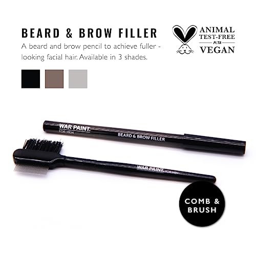 War Paint For Men Lightweight Beard & Brow Filler Pencil for Fuller Looking Facial Hair - Perfect for Blending & Shaping - Vegan Friendly & Cruelty-Free - Makeup Product For Men - Brown