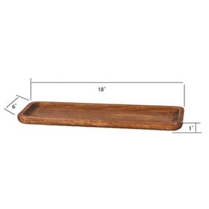 Athaliah Wooden Tray, 18 Inches Rustic Wood Decorative Trays, Natural Hand Carving Solid Wood Long Tray for Table Centerpiece, Kitchen Counter, Home Decor, Bathroom