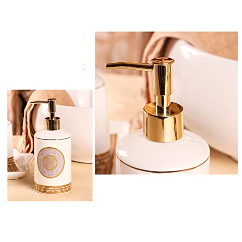 HNSYYUEYOU Ceramic Wash Set Bathroom Toothbrush Holder Mouthwash Cup Soap Dispenser Soap Dish Tray Bathroom Six-Piece Set (Size : X-Small)