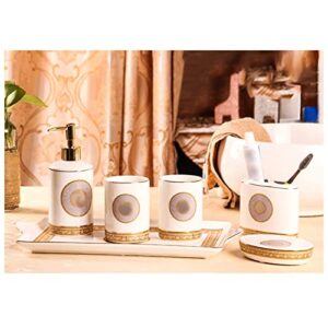 HNSYYUEYOU Ceramic Wash Set Bathroom Toothbrush Holder Mouthwash Cup Soap Dispenser Soap Dish Tray Bathroom Six-Piece Set (Size : X-Small)